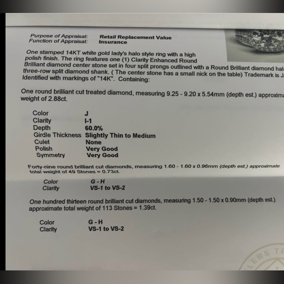 5CT diamond engagement ring solitaire cushion halo triple shank ring white gold - Picture 7 of 8